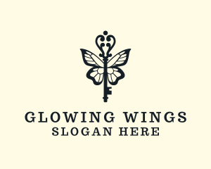 Vintage Key Wings logo design