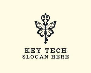 Vintage Key Wings logo design