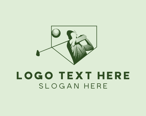 Sports Equipment - Minimalist Green Golf Player logo design