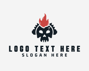 Headphones - Fire Mohawk Skull logo design