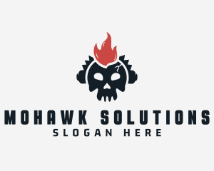 Mohawk - Fire Mohawk Skull logo design