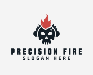 Fire Mohawk Skull logo design