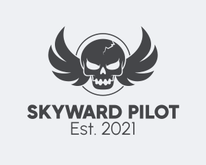 Pilot - Wing Skull Pilot logo design