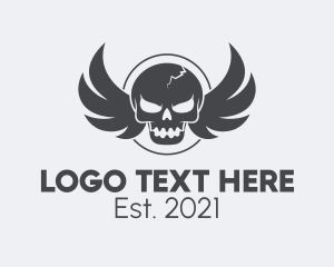 Skull And Crossbones - Wing Skull Pilot logo design