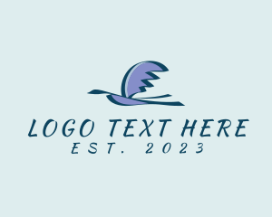 Heron - Flying Bird Wings logo design
