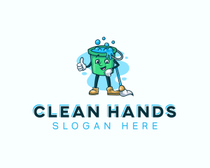 Mop Sanitation Cleaning logo design