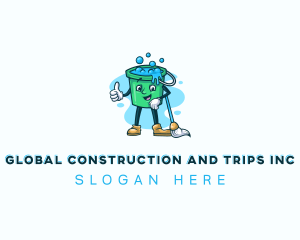 Wash - Mop Sanitation Cleaning logo design