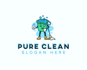 Mop Sanitation Cleaning logo design