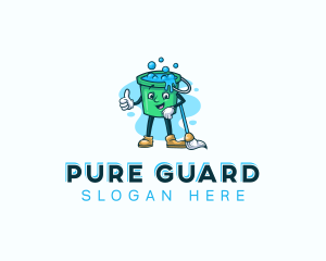 Mop Sanitation Cleaning logo design