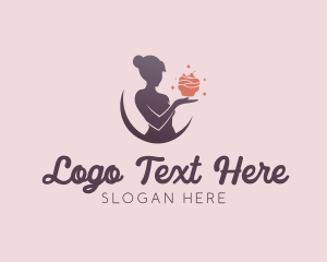 Woman Baking Cupcake Logo