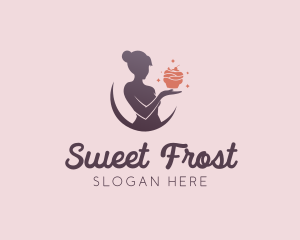 Icing - Woman Baking Cupcake logo design