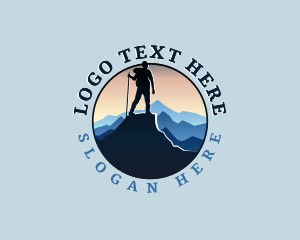 Hiker - Mountaineer Mountain Trekking logo design