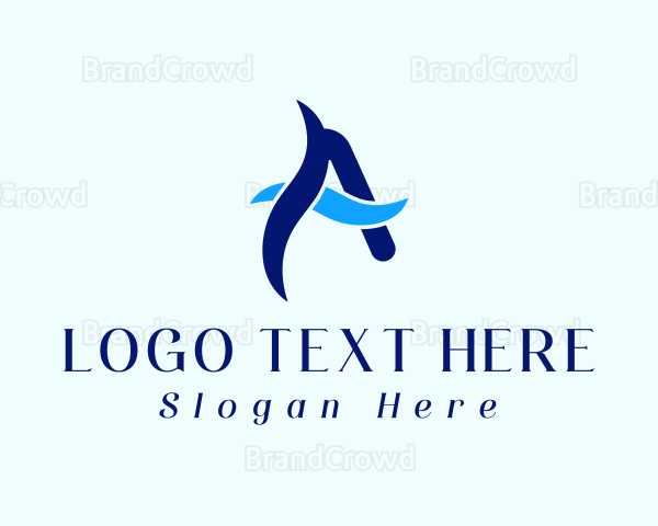 Blue Letter A Wave Logo