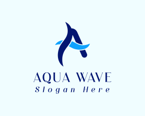 Blue Letter A Wave logo design