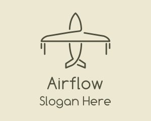 Green Airplane Flying logo design