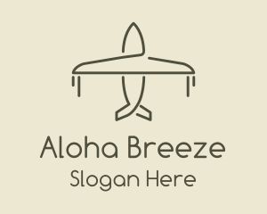 Green Airplane Flying logo design