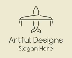 Green Airplane Flying logo design