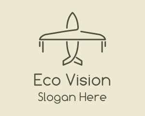 Green Airplane Flying logo design