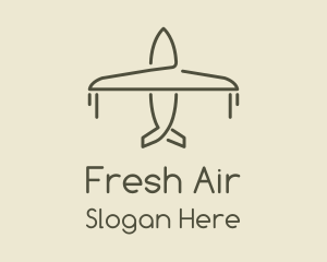 Green Airplane Flying logo design