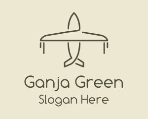 Green Airplane Flying logo design