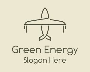 Green Airplane Flying logo design