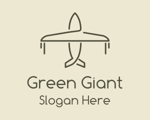 Green Airplane Flying logo design