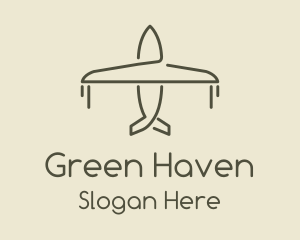 Green Airplane Flying logo design