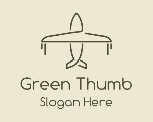 Green Airplane Flying logo design