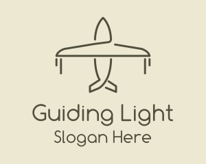 Green Airplane Flying logo design