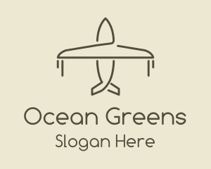 Green Airplane Flying logo design