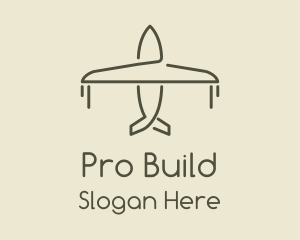 Green Airplane Flying logo design