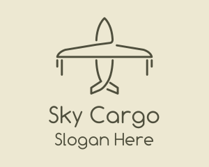 Green Airplane Flying logo design