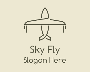 Green Airplane Flying logo design