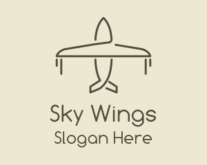 Green Airplane Flying logo design