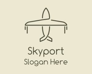 Airport - Green Airplane Flying logo design