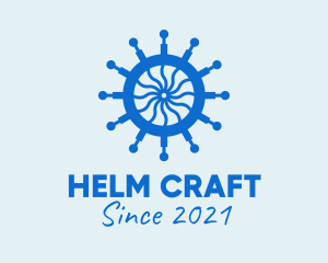 Blue Ship Helm  logo design