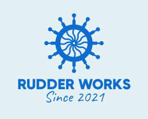 Rudder - Blue Ship Helm logo design