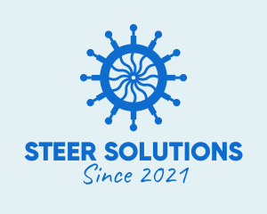 Steer - Blue Ship Helm logo design