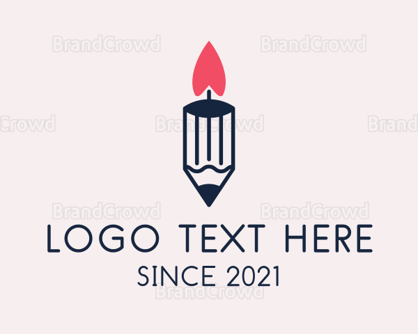 Pencil Candle Flame Logo