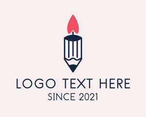 Memorial - Pencil Candle Flame logo design