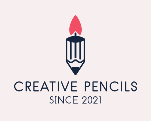 Pencil Candle Flame  logo design