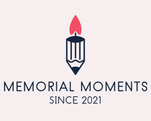 Commemoration - Pencil Candle Flame logo design