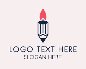 Pencil Candle Flame  Logo