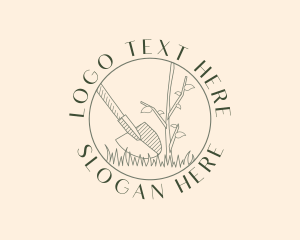 Leaf - Shovel Plant Gardening logo design