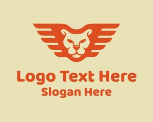 Lioness - Winged Orange Lioness logo design