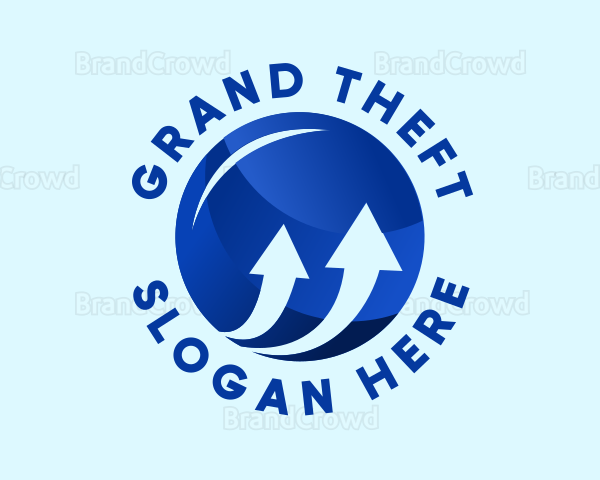 Blue Financial Arrow Globe Logo