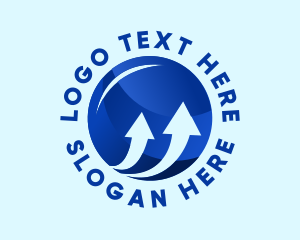 Logistics - Blue Financial Arrow Globe logo design