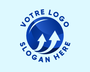 Marketing - Blue Financial Arrow Globe logo design