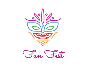 Fest - Colorful Mask Outline logo design