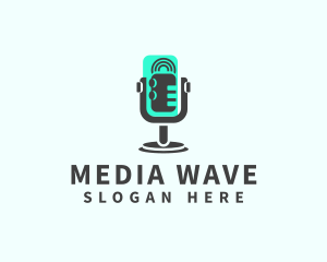 Broadcasting - Podcast Media Mic logo design
